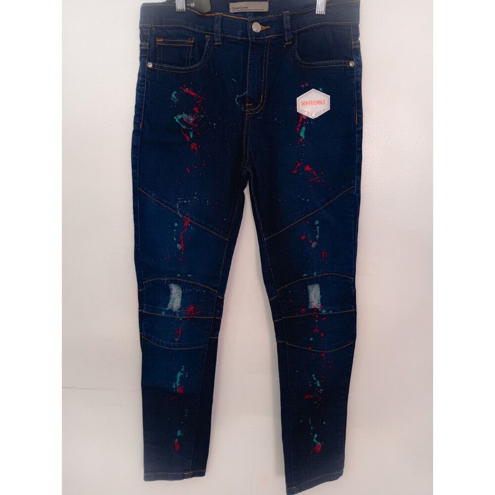 Vintage Express Boys/Youth Fun Paint Splatter Design Eco Friendly Jeans, Size 16